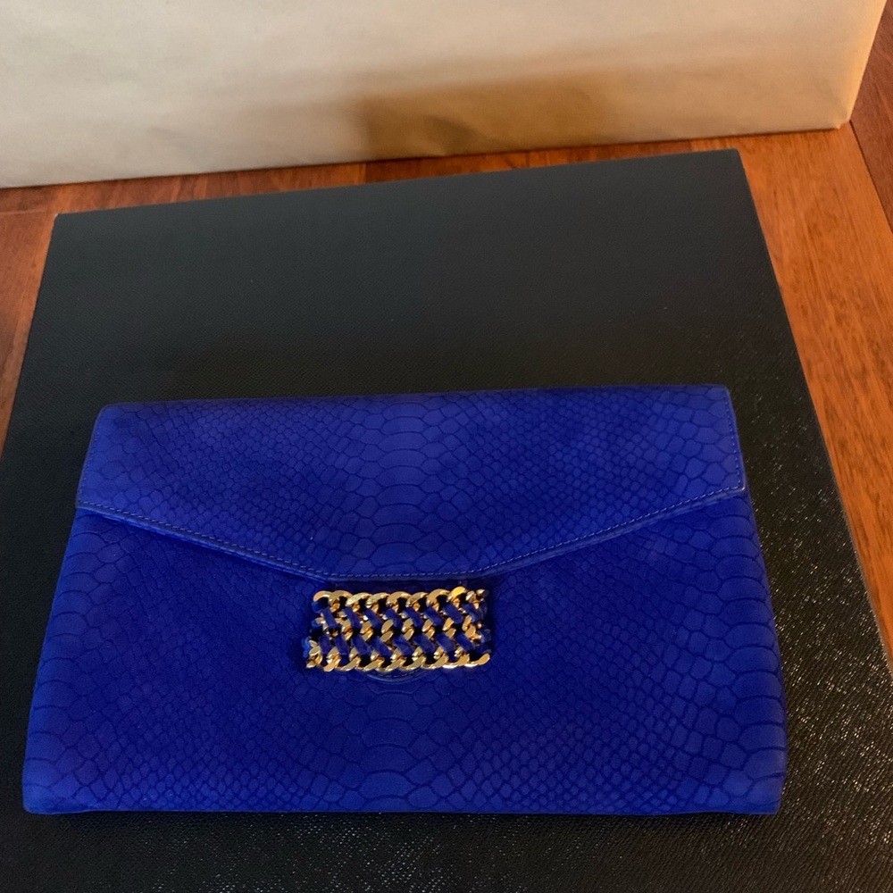 CASHHIMI BLUE PYTHON CLUTCH - Picture 1 of 8
